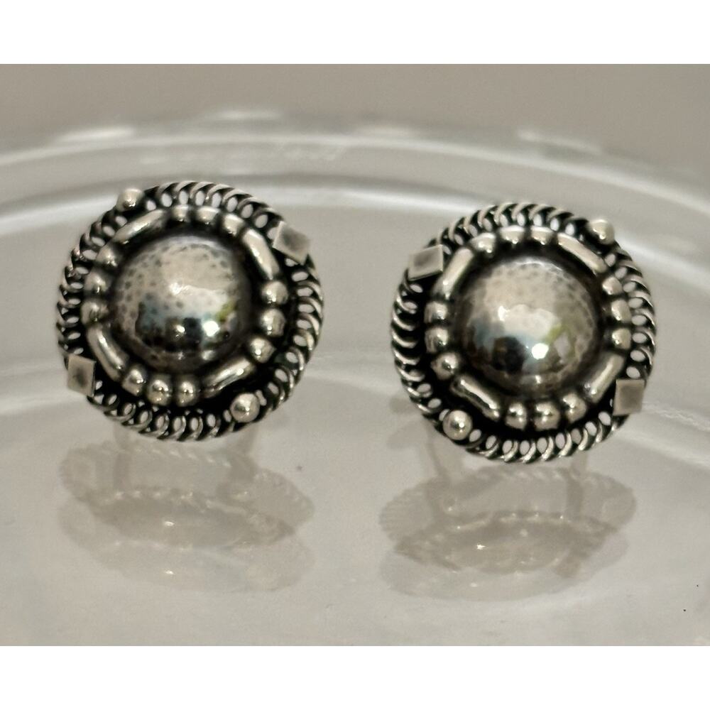 Vintage GEORG JENSEN Sterling Silver MCM Screw Back EARRINGS Denmark # 85